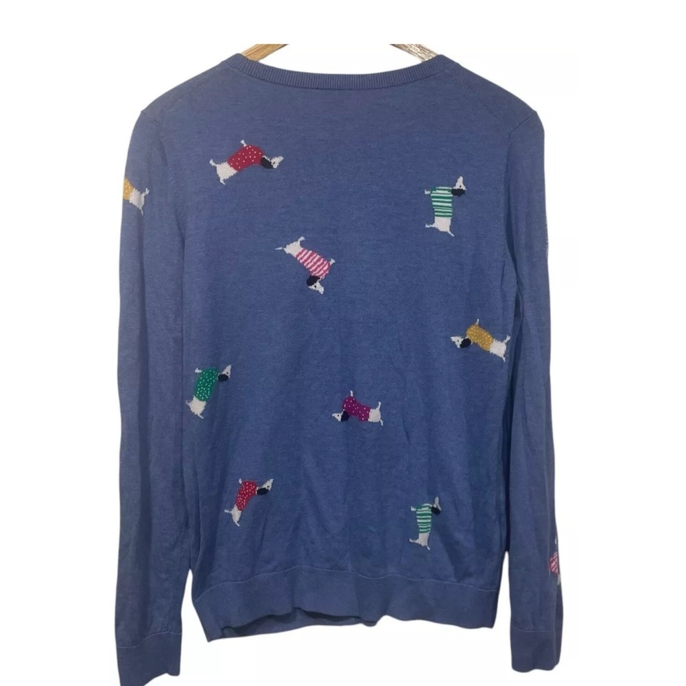 Talbots Chambray Blue Dachshund Weiner Dog Novelty Pullover Sweater M/Medium EUC - Picture 7 of 8